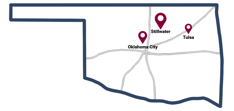 coomsa-oral-surgery-office-locations-OK Locations map | Oral Surgery Oklahoma | Dr. Richard Miller | Central Oklahoma Oral & Maxillofacial Surgery Associates